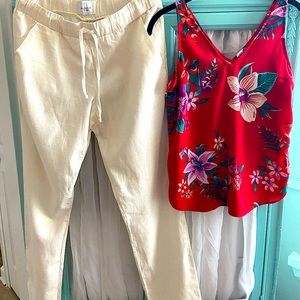 Old navy floral top with Celebrity Pink linen drawstring pants (both small)